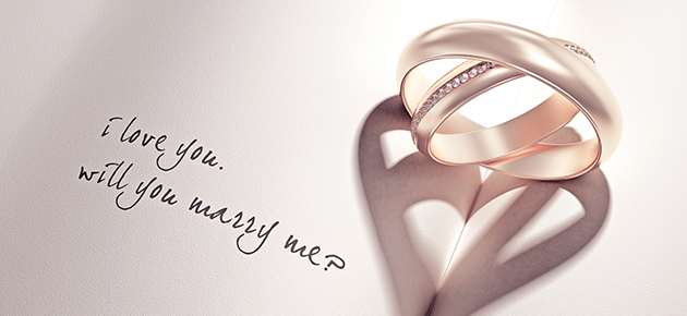 婚約指輪と「i love you will you marry me?」の文字